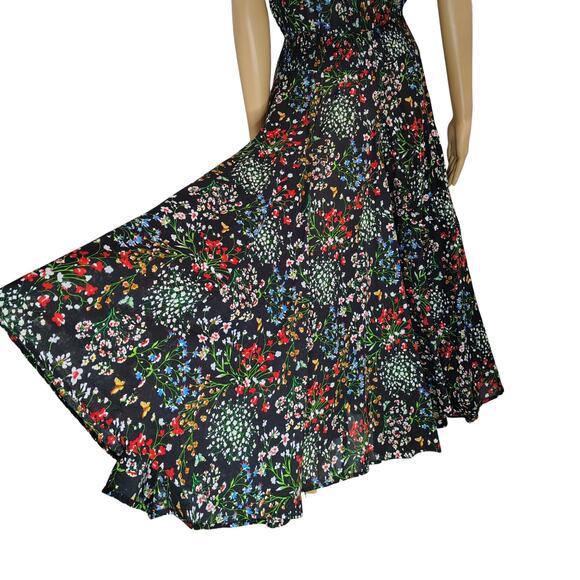 Chelsea & Theodore Floral Peasant Fit Flare Maxi Sundress Smocked Waist Size M - Picture 1 of 8
